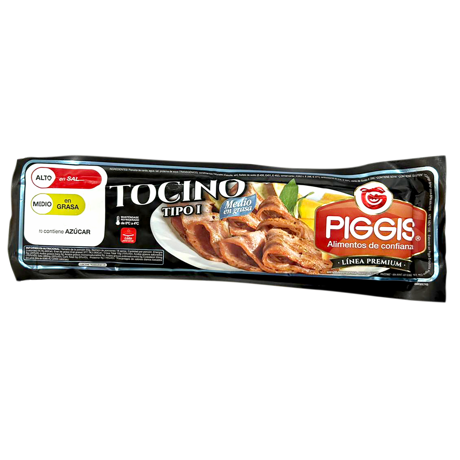 Tocino Ahumado Medio En Grasa PIGGIS Al Peso