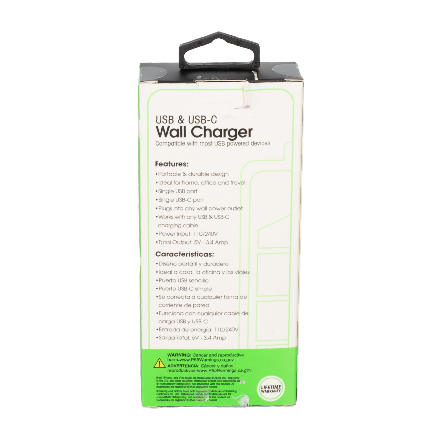 Cargador De Pared Blanco CHARGE WORX USB-C A USB