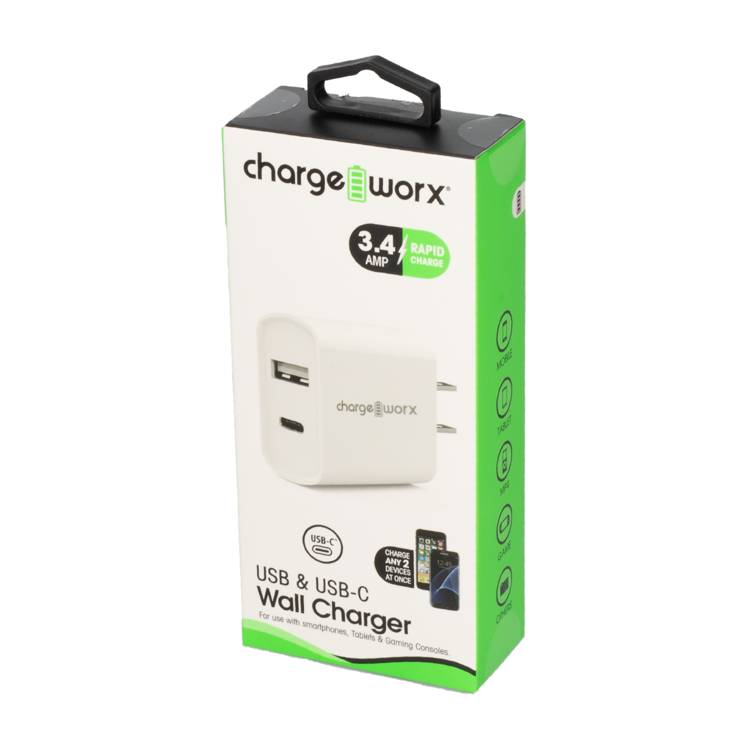 Cargador De Pared Blanco CHARGE WORX USB-C A USB