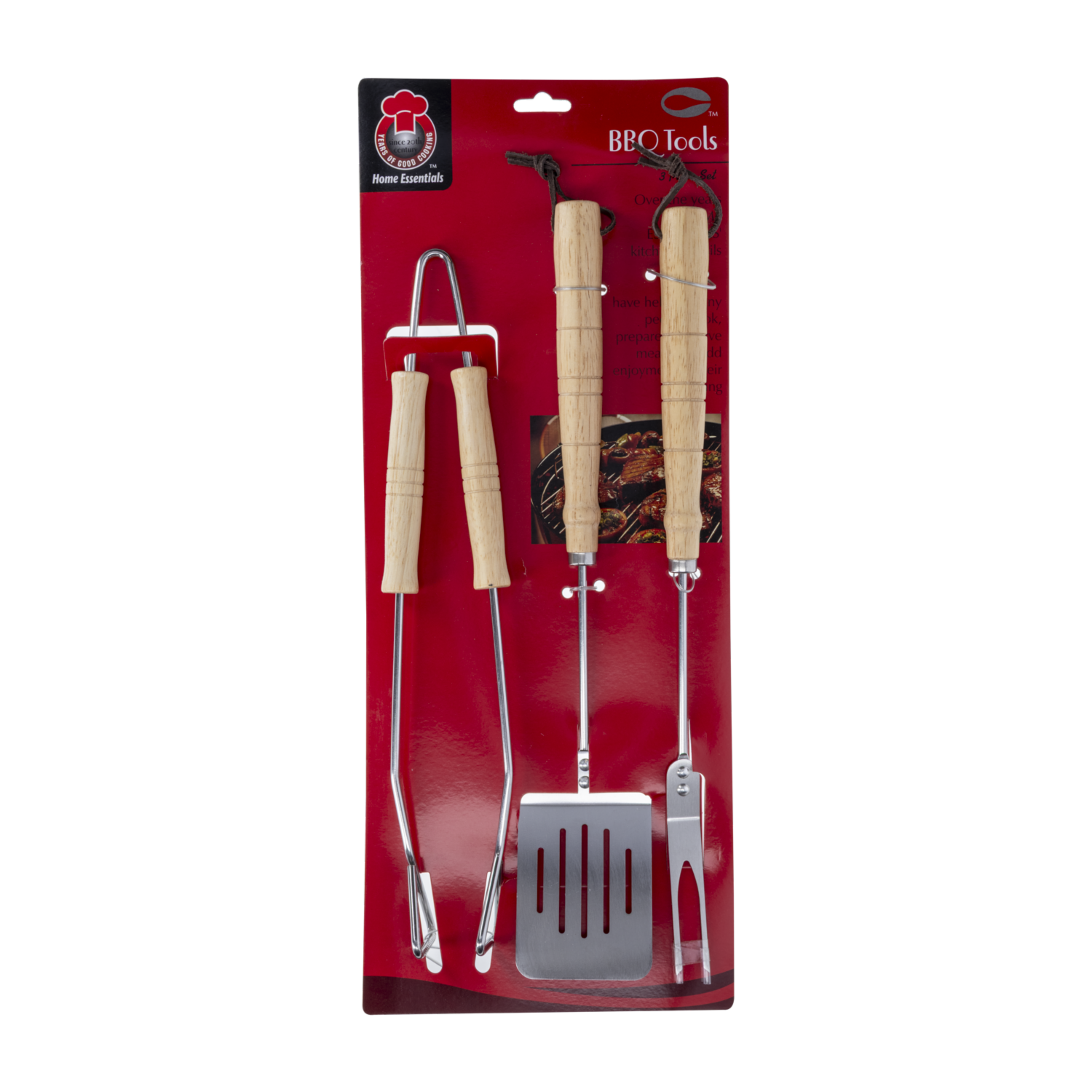 Set De Utensilios Bbq Metal Y Madera HOME ESSENTIALS X 3 Uds
