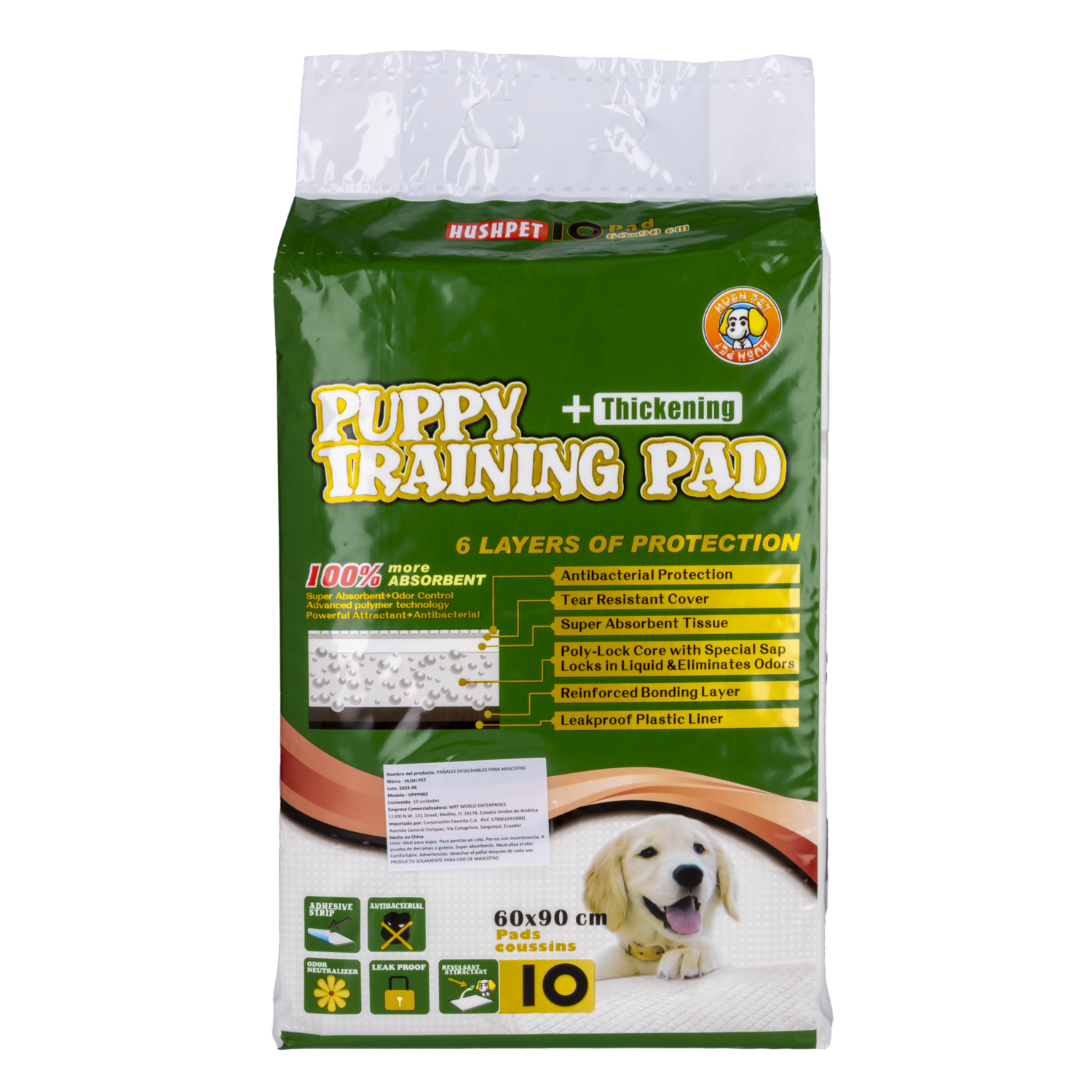 Pañal Para Mascota Para Piso HUSHPET X 10 Uds