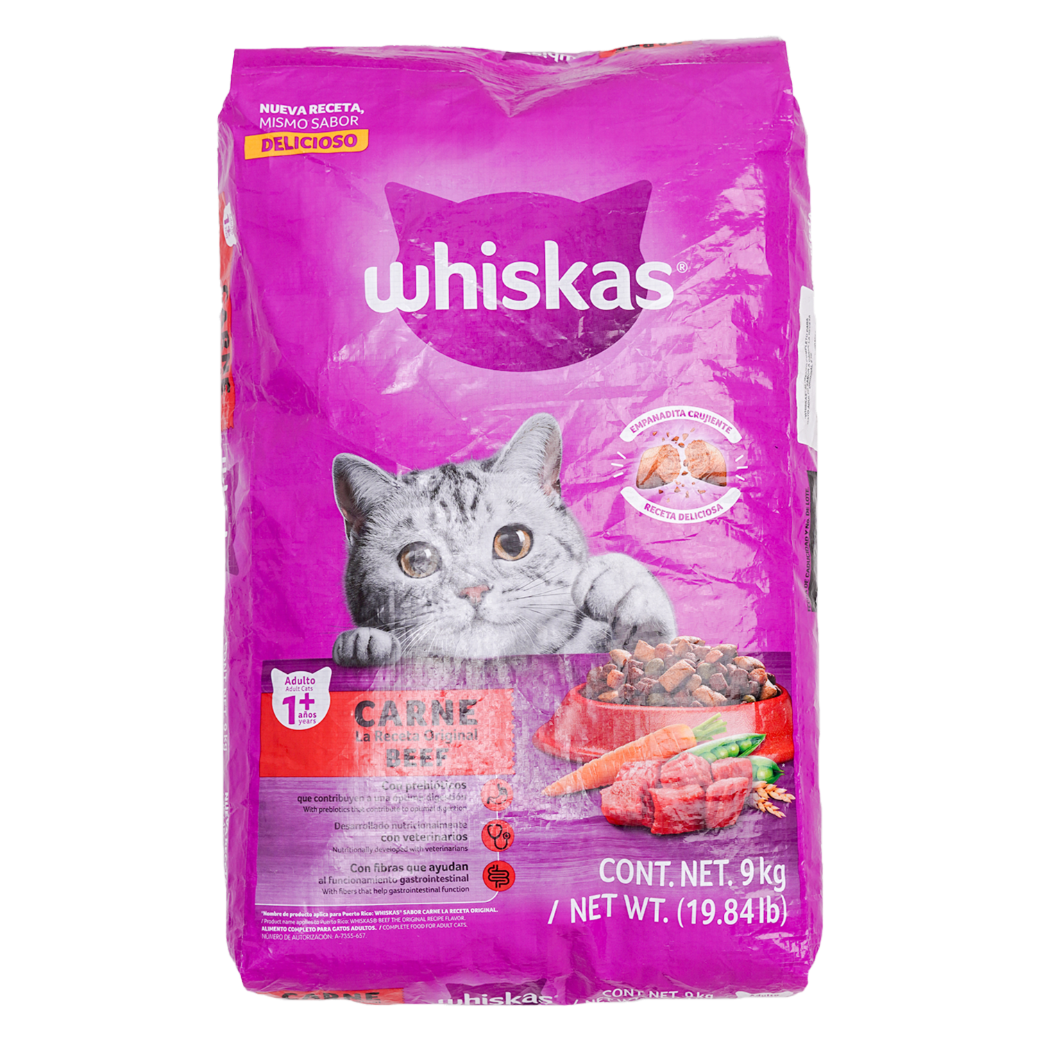 Alimento Para Gatos Sabor A Carne Receta Original Adulto WHISKAS 9 Kg