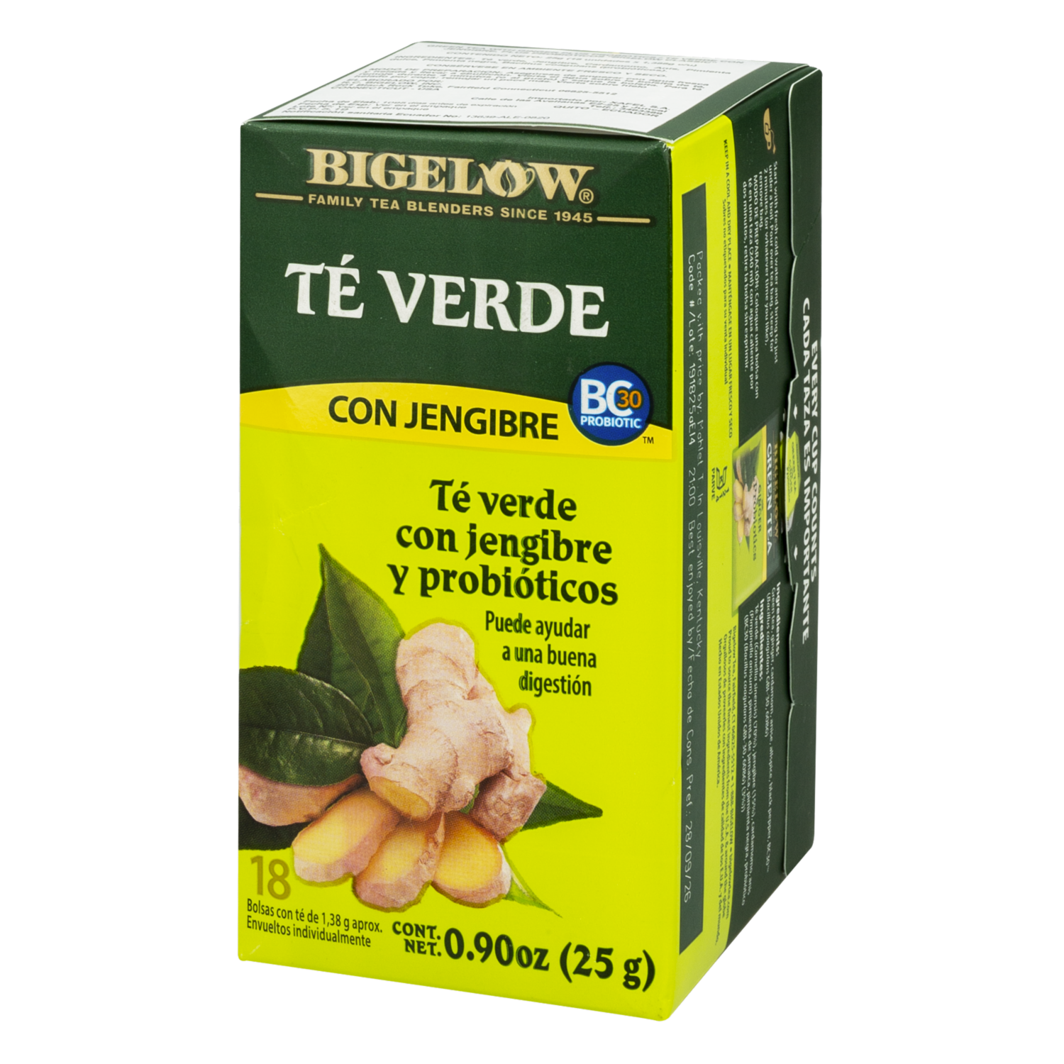 Té Verde Con Jengibre Plus Probiótico BIGELOW 25 g