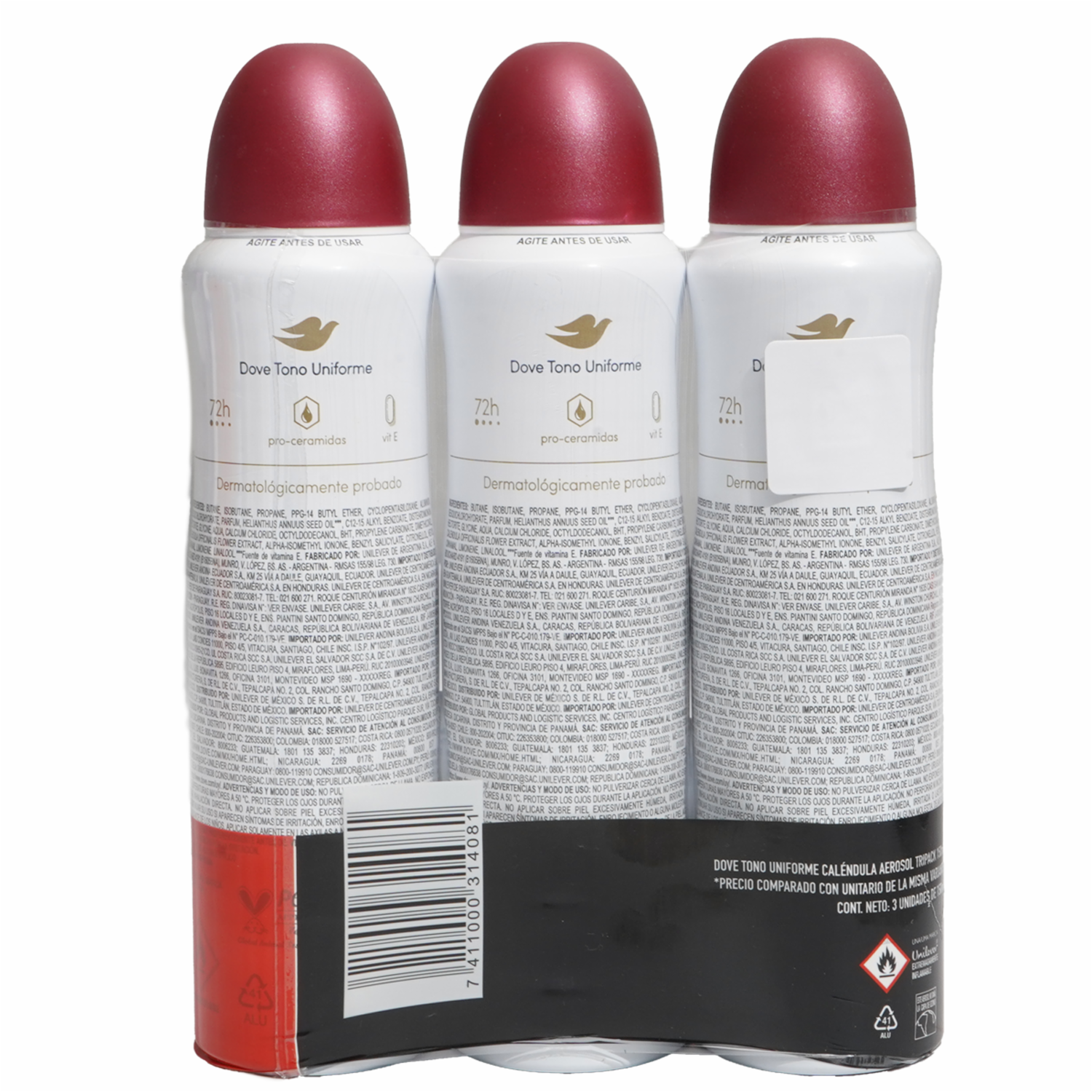 Desodorante En Aerosol Para Dama Dermo Aclarante DOVE 3 X 150 Ml