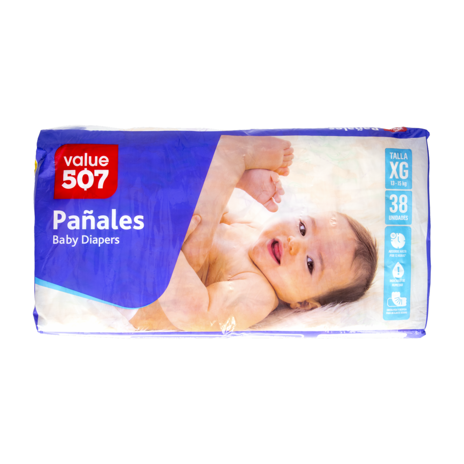 Pañales Mega Grande VALUE 507 X 38 Uds