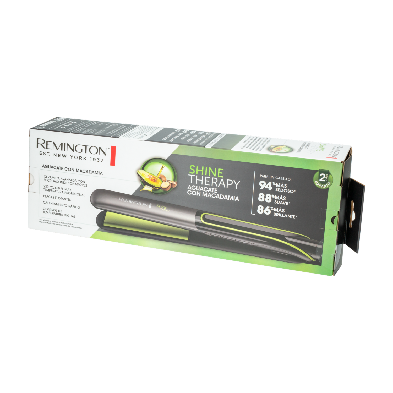 Plancha Alisadora Shine Therapy Con Aguacate Y Macadamia REMINGTON S12A