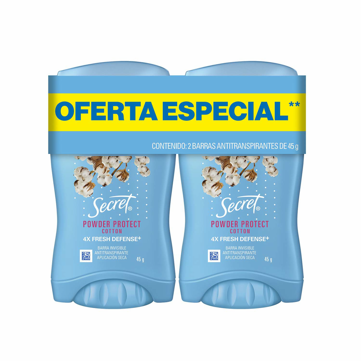 Desodorante En Barra Powder Protect Cotton SECRET 2 X 45 G