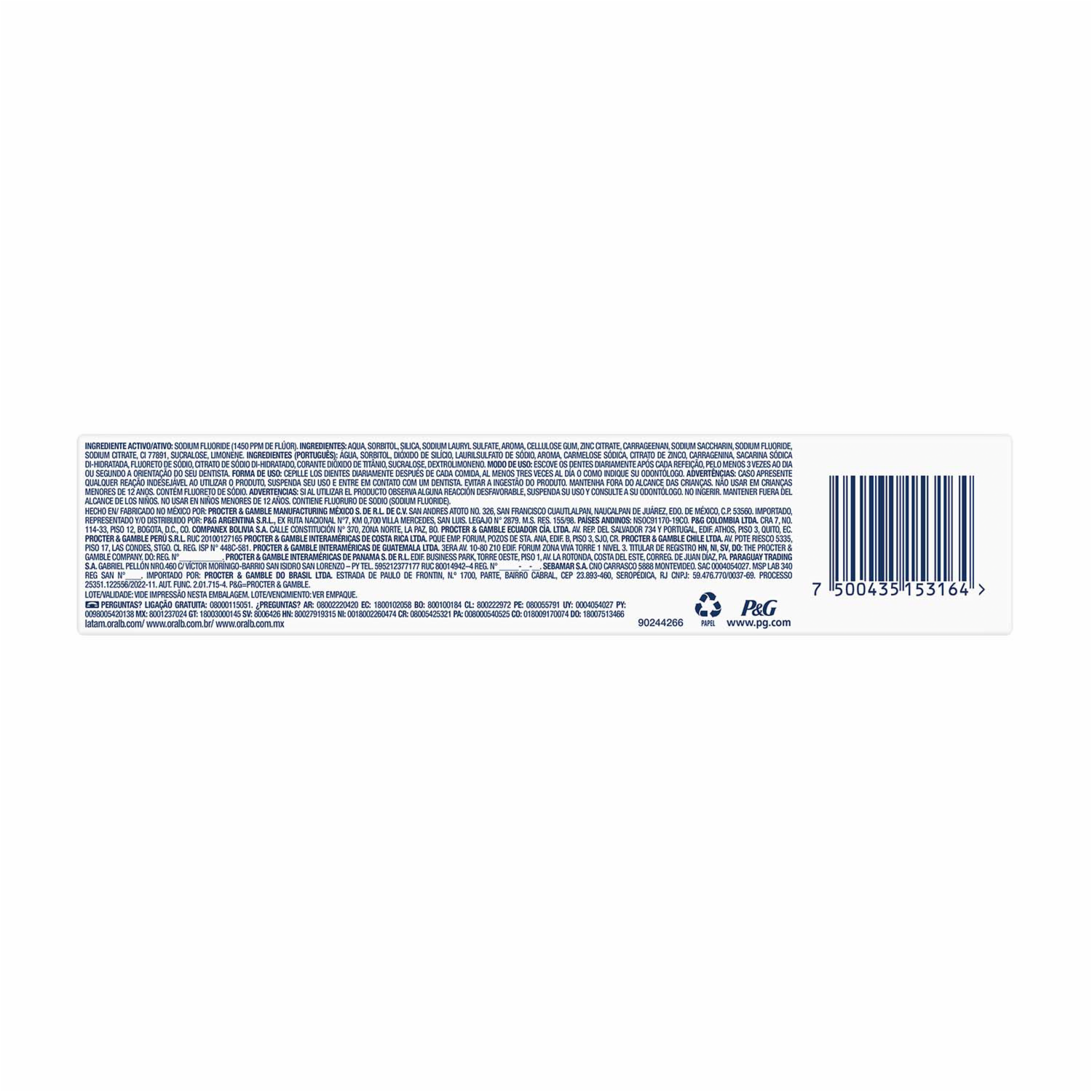 Pasta Dental 100% De Tu Boca Cuidada ORAL-B 55 Ml