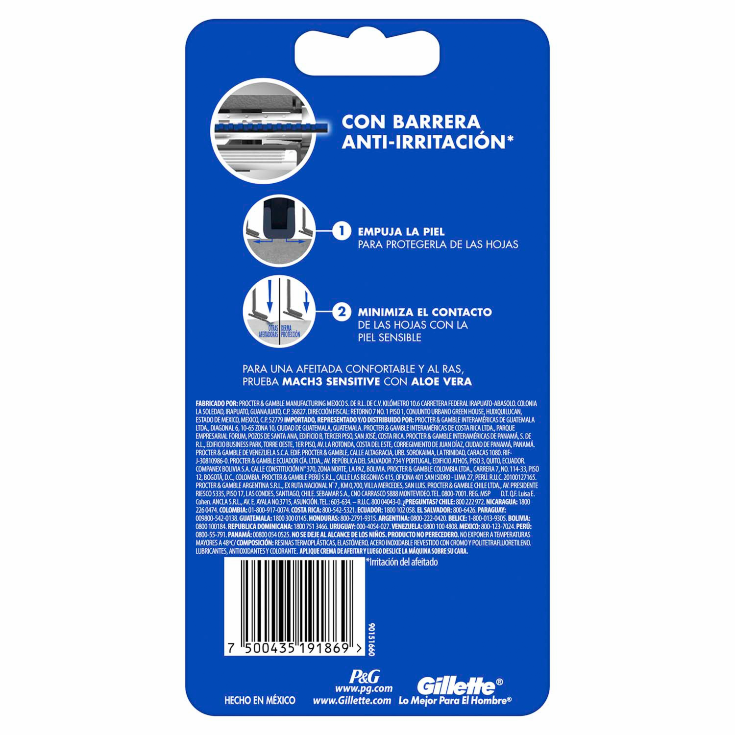 Afeitadora Hombre Derma Protección Pieles Sensibles GILLETTE X 4 Uds