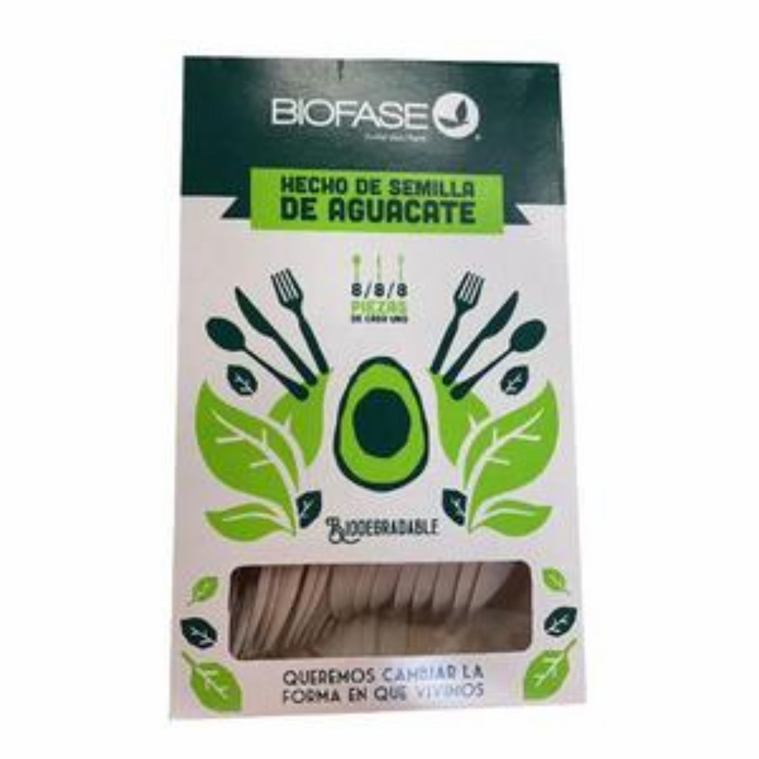 Mix De Cubiertos Desechable Biodegradable BIOFASE 24 Unidades