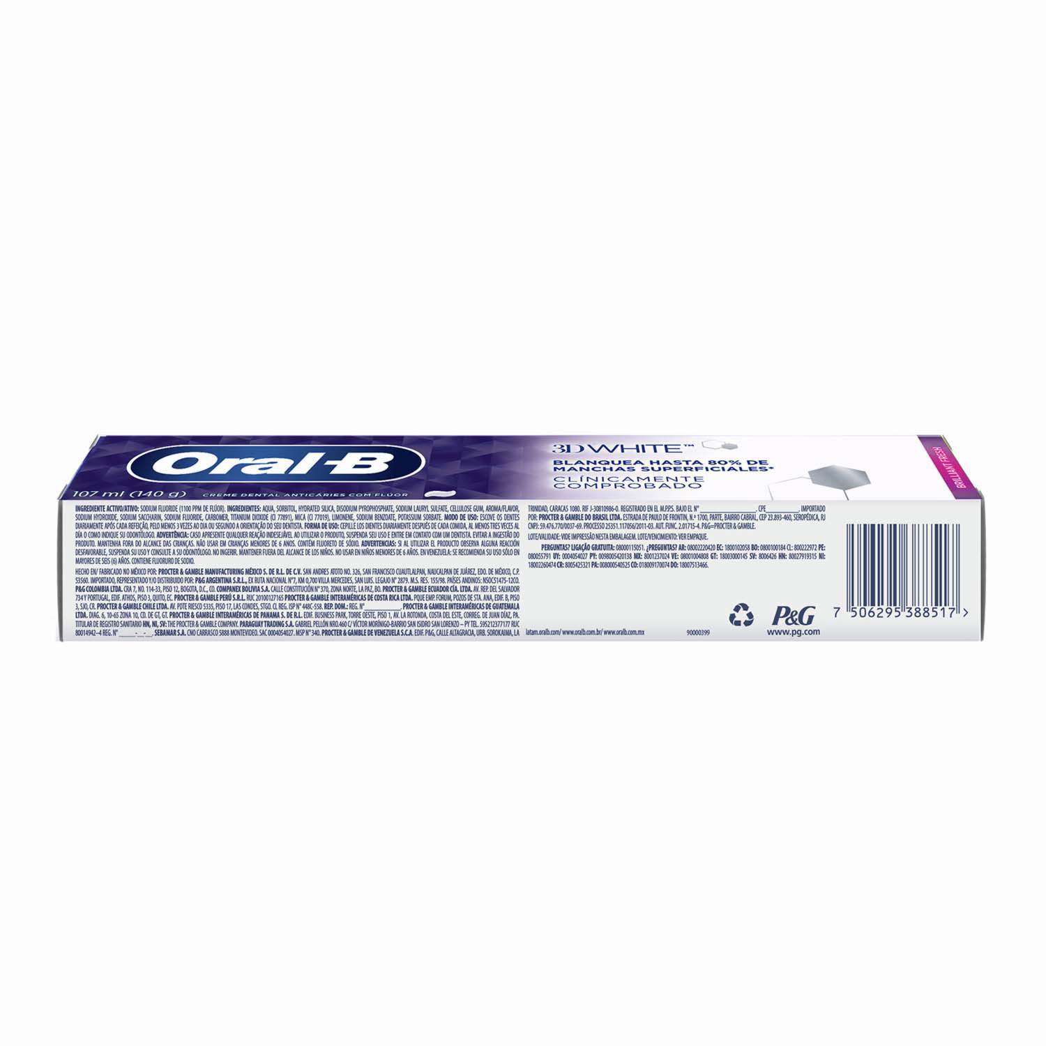 Pasta Dental 3D White ORAL-B 140 G