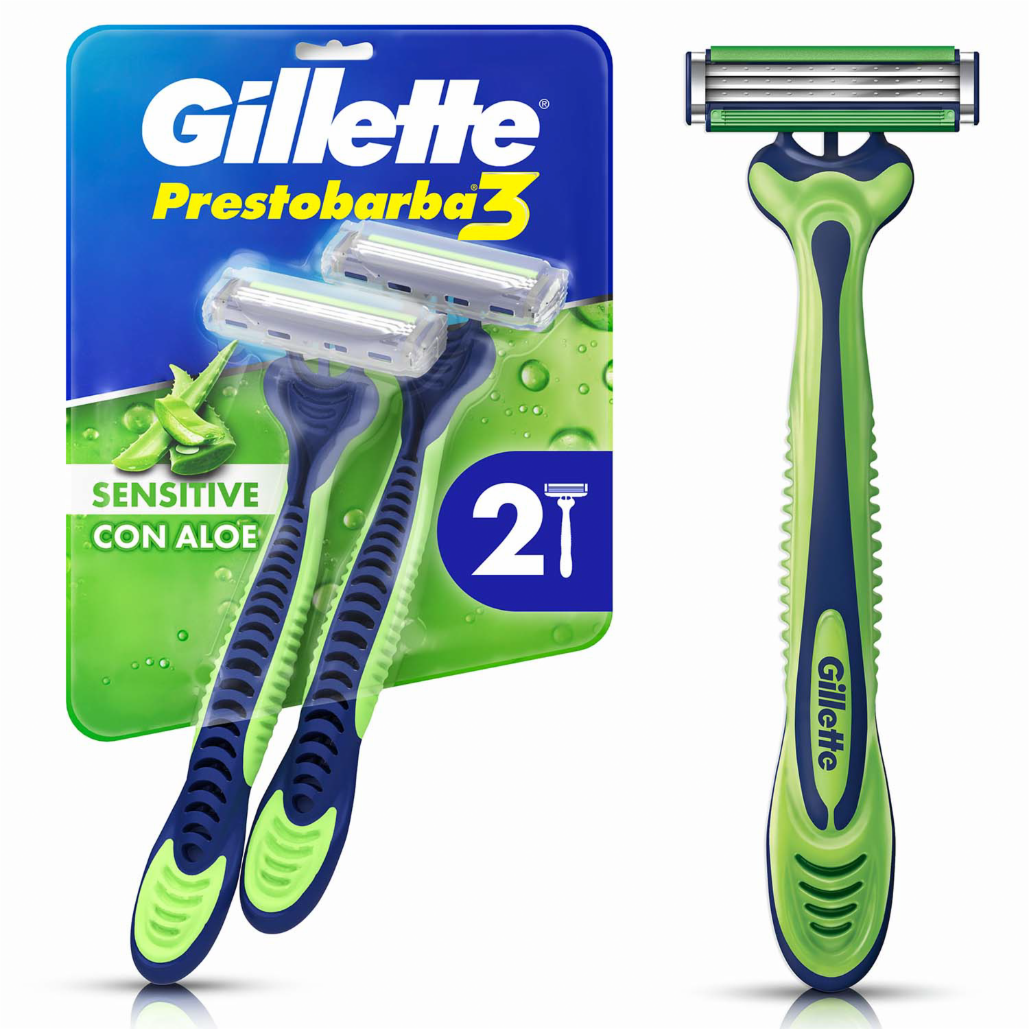 Afeitadora Desechable Prestobarba 3 Sensitive Con Aloe GILLETTE X 2 Uds