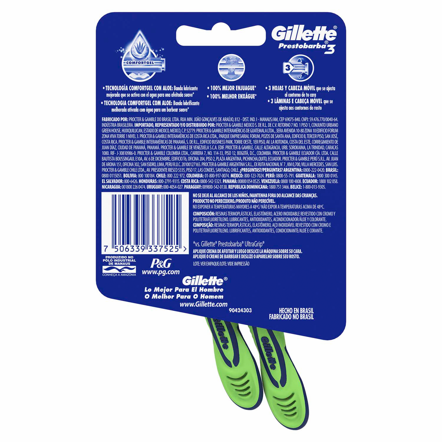 Afeitadora Desechable Prestobarba 3 Sensitive Con Aloe GILLETTE X 2 Uds