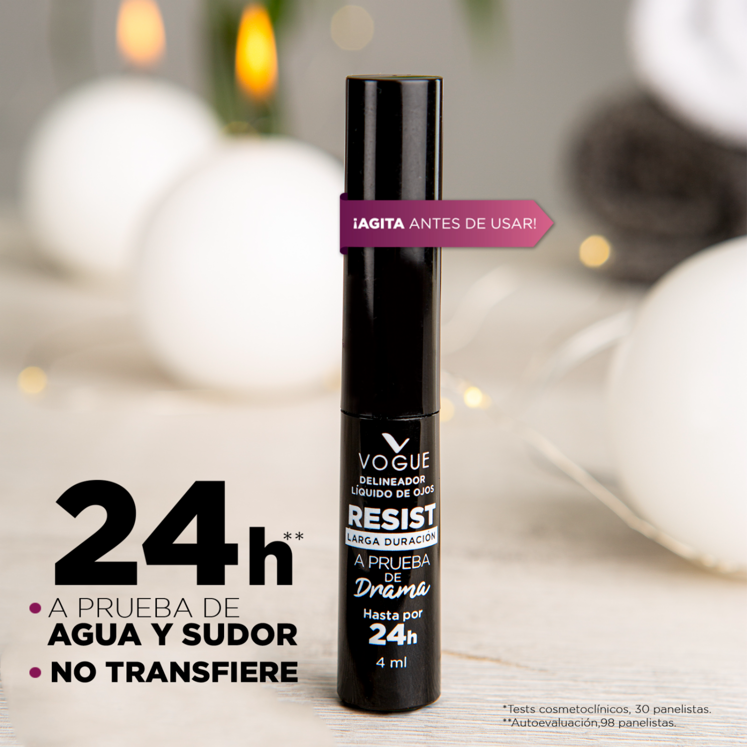 Delineador de Ojos Resist Líquido Negro VOGUE 4 Ml