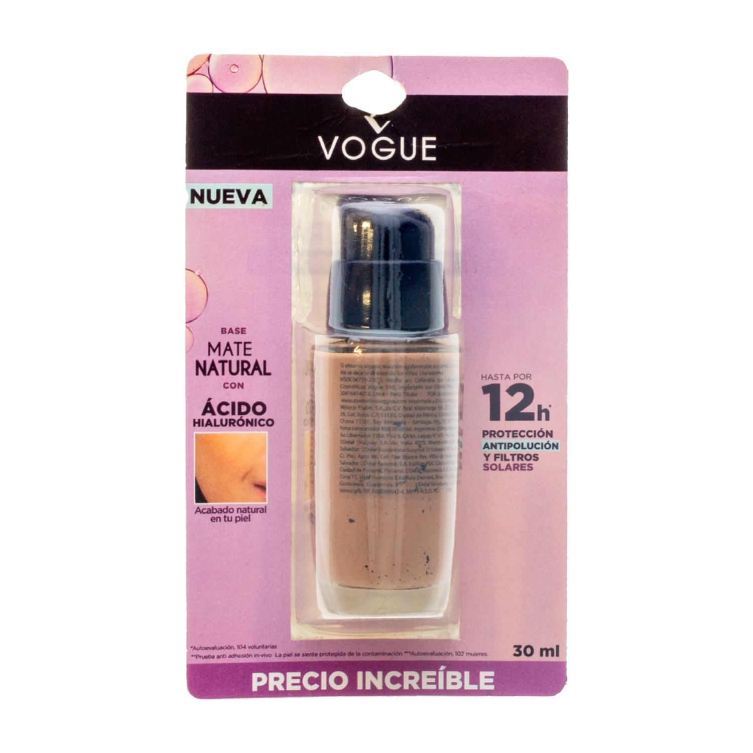 Base De Maquillaje Líquida Mate Natural Con Ácido Hialurónico Arena VOGUE 1 U