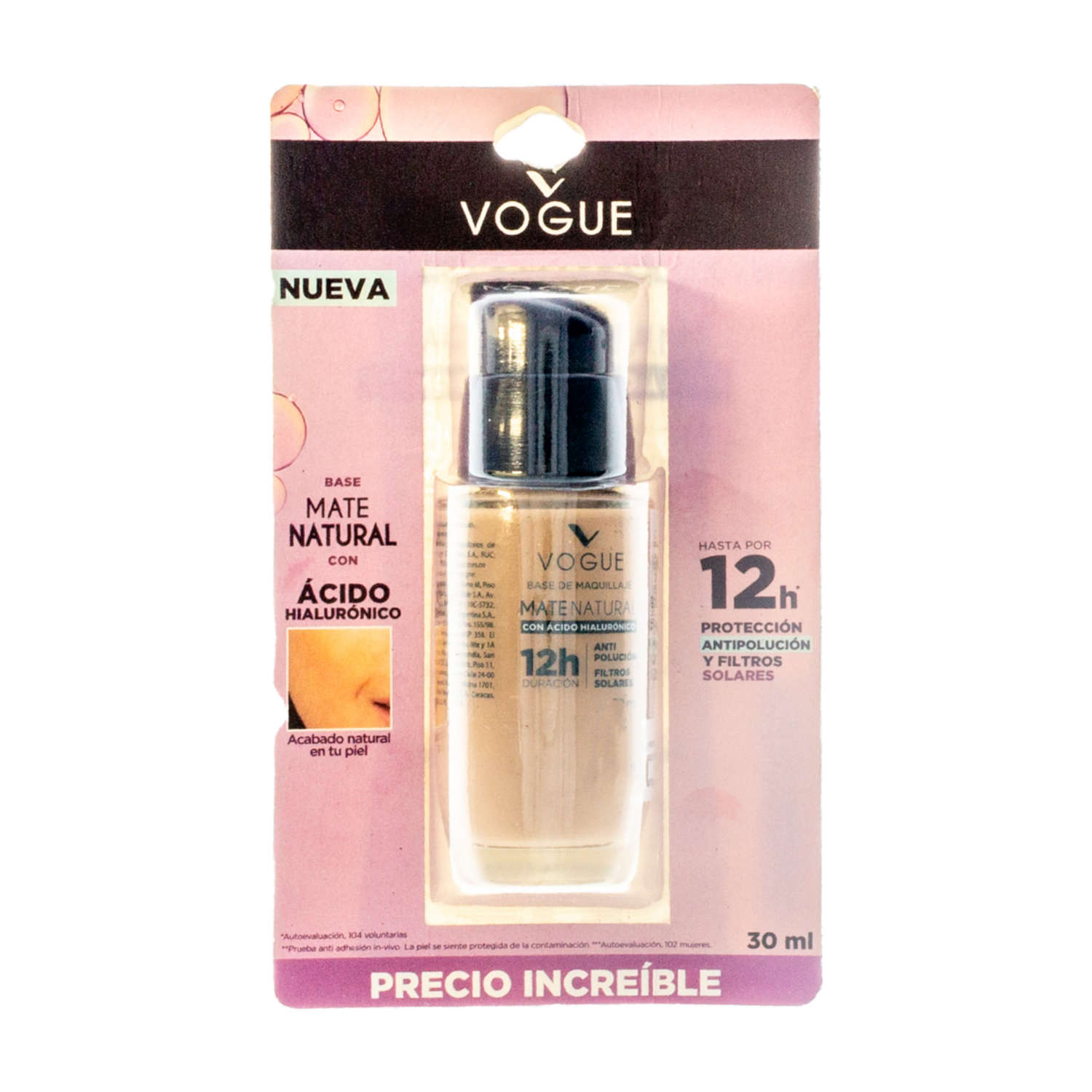 Base De Maquillaje Líquida Mate Natural Con Ácido Hialurónico Trigo VOGUE 1 U