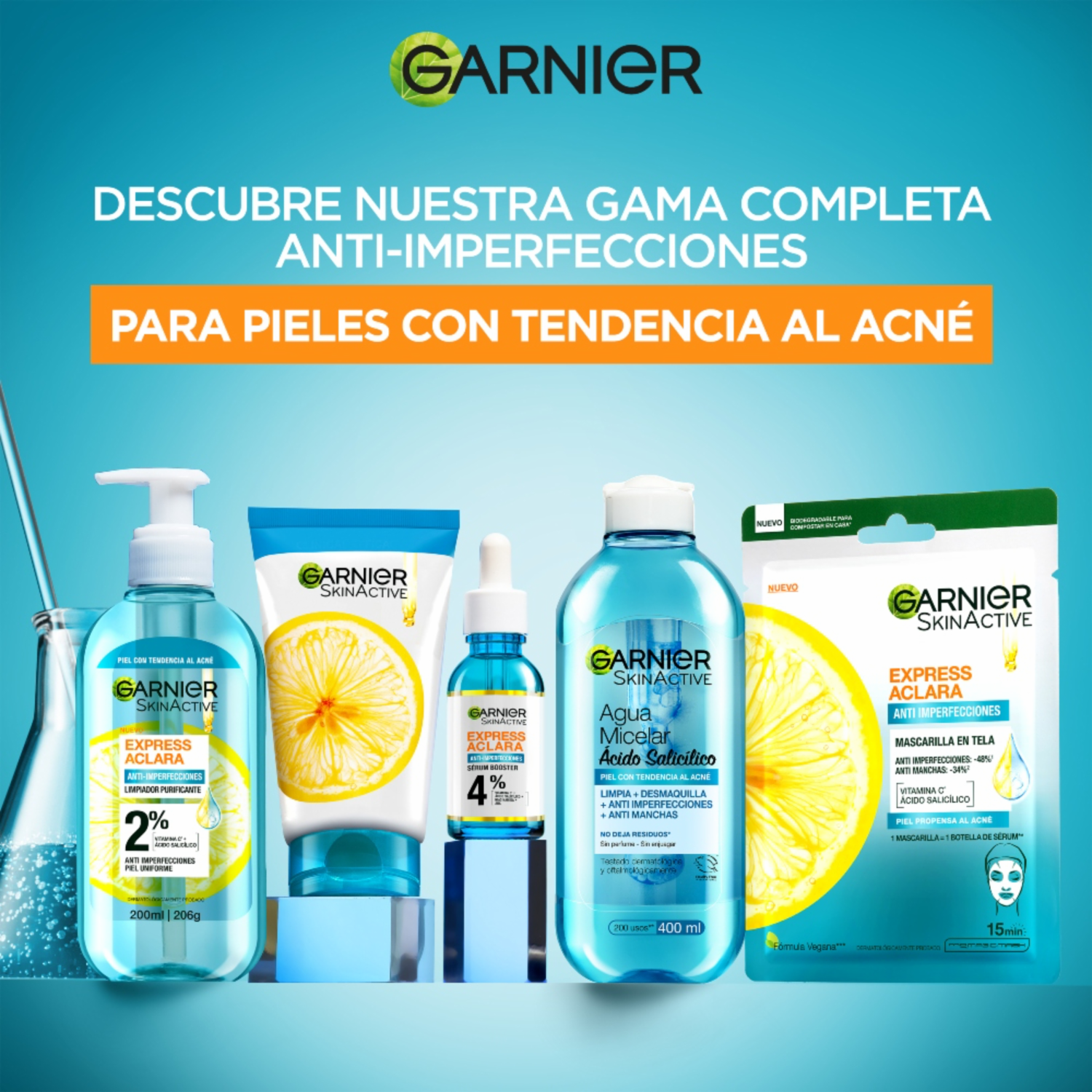 Sérum Facial Anti Imperfecciones Con Ácido Salicílico Para Piel Con Tendencia Al Acné GARNIER SKIN ACTIVE 30 Ml