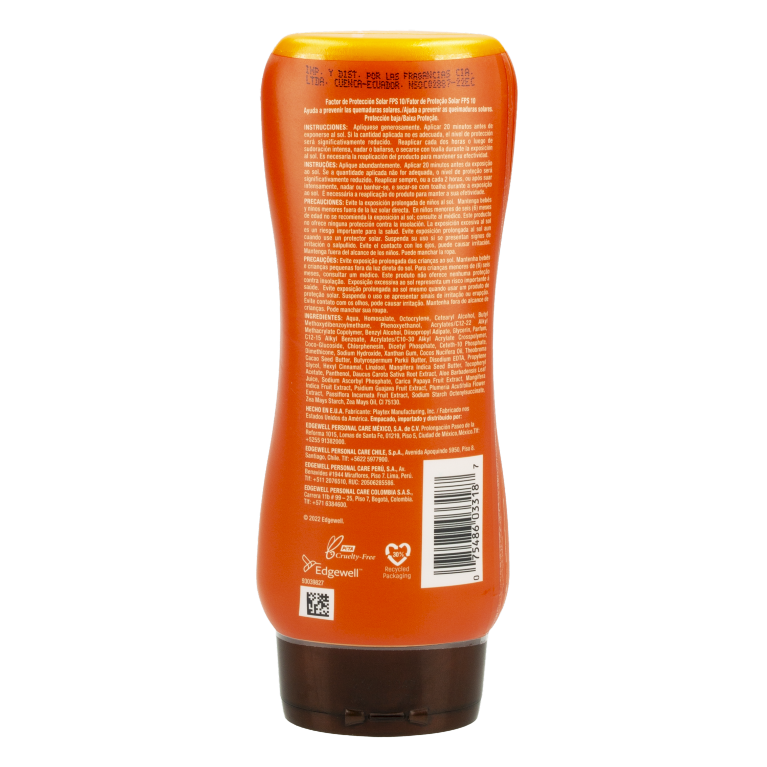 Protector Solar En Loción Zanahoria Factor De Protección Solar 10 HAWAIIAN TROPIC 240 Ml
