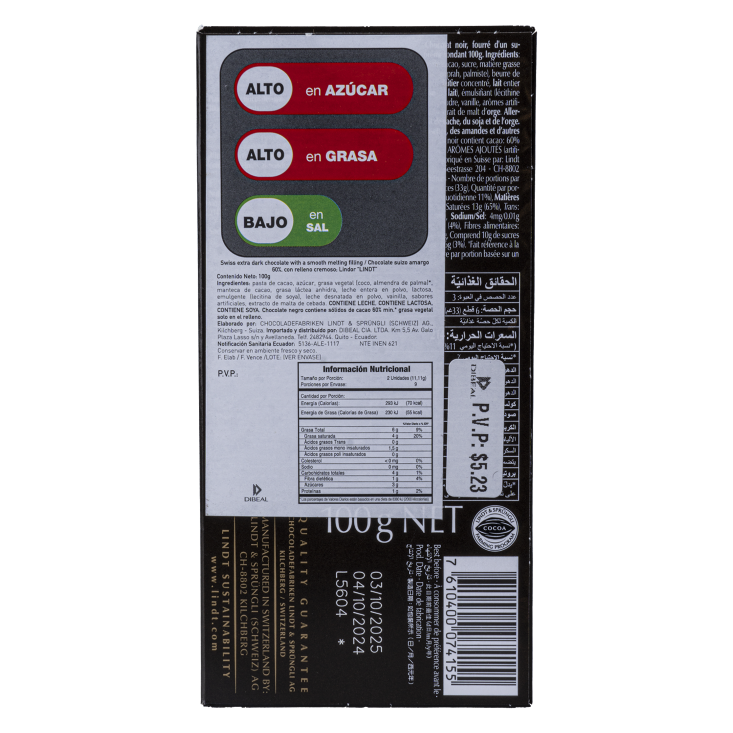 Chocolate 0,6 Extra Dark LINDT 100 g