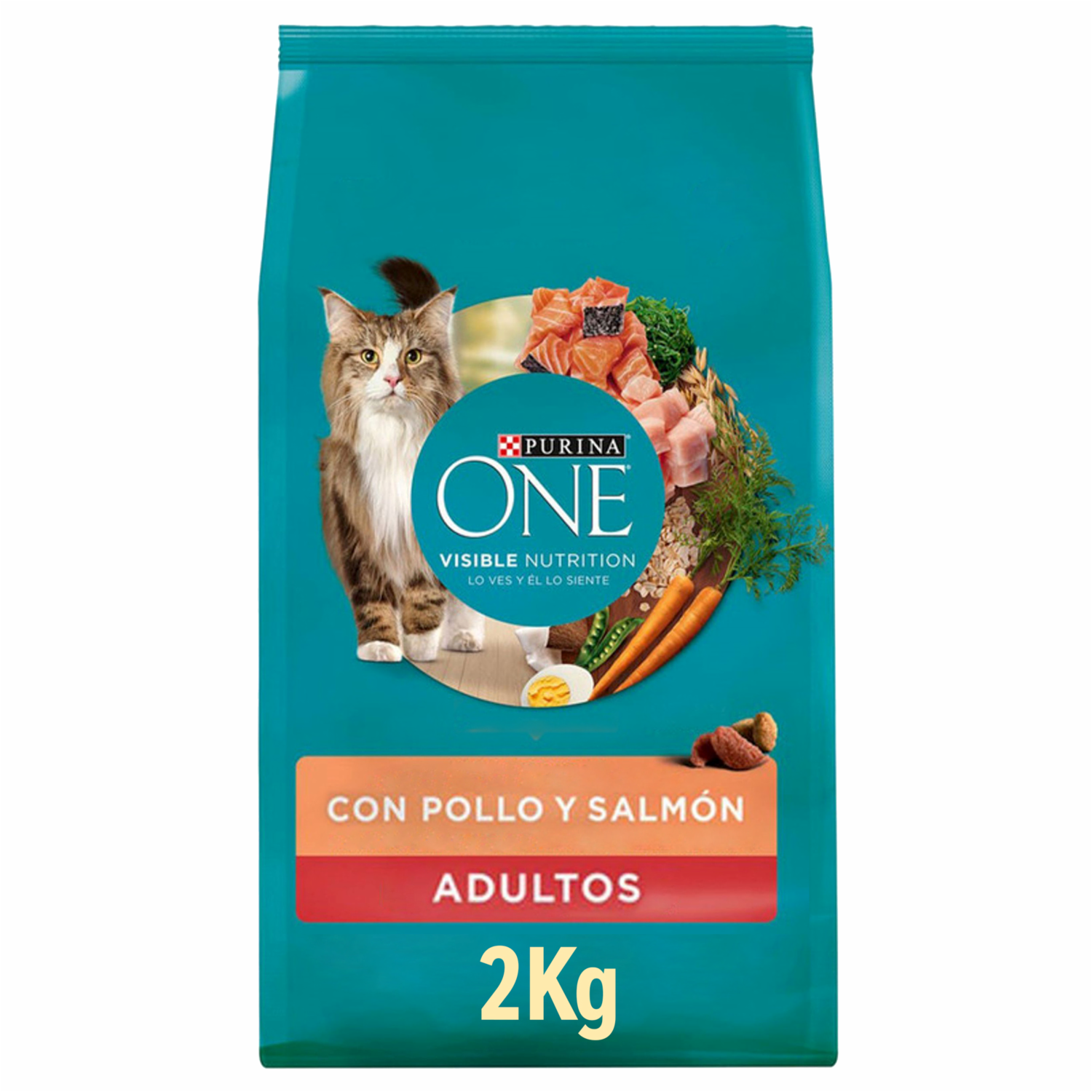 Alimento Para Gatos Adultos Sabor A Pollo Y Salmón PURINA CAT CHOW 2 Kg