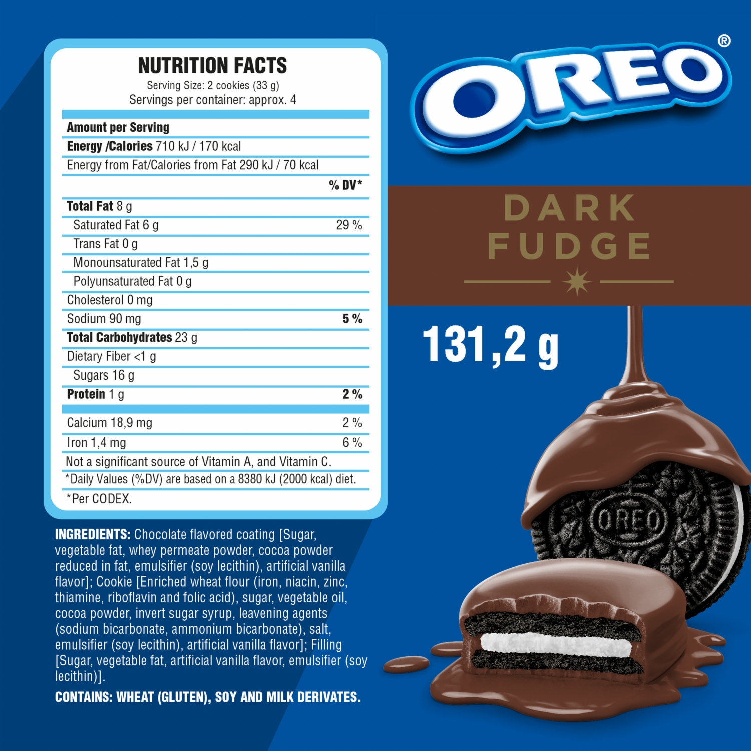 Galletas Dulces Cubiertas De Chocolate OREO 131.20 G