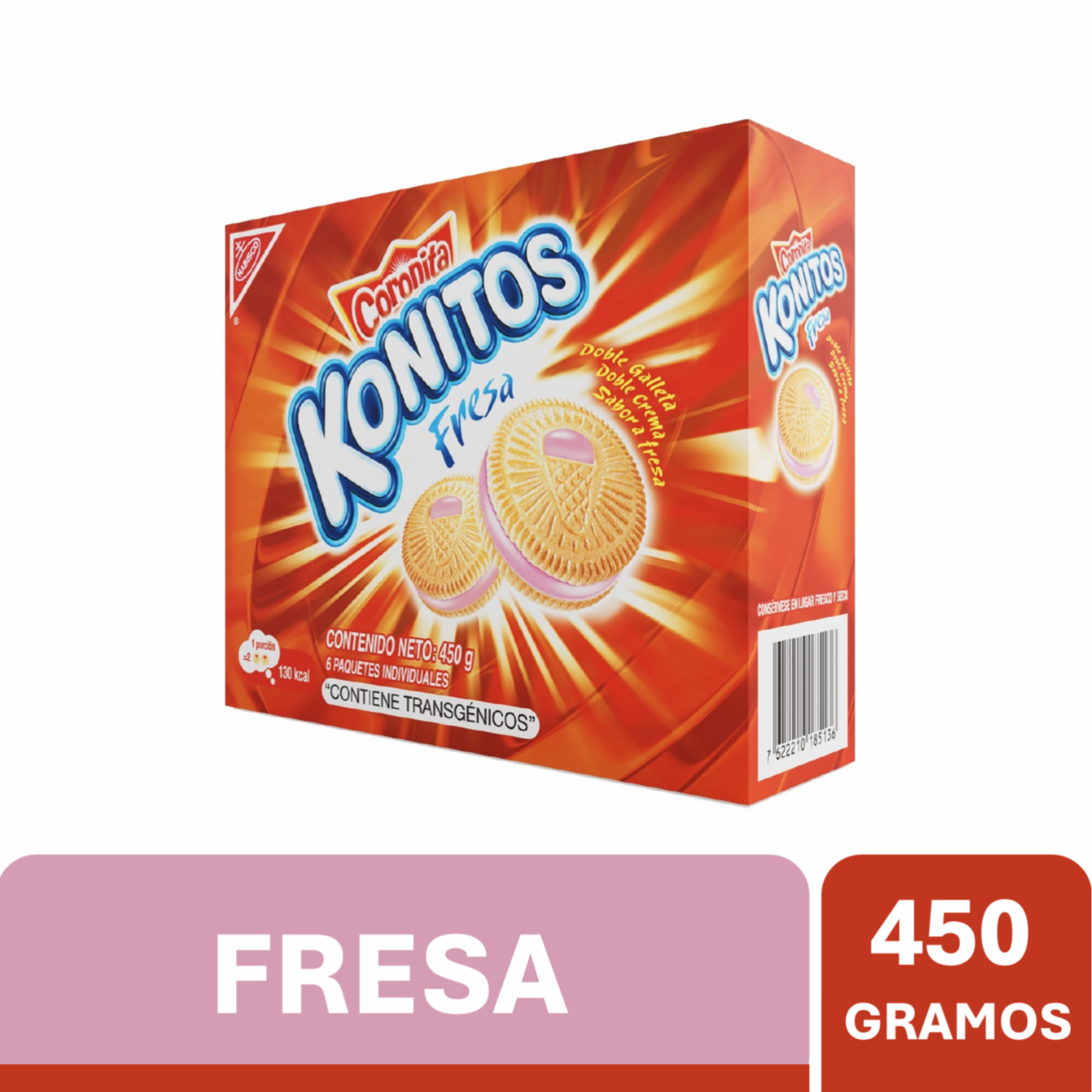 Galletas Dulces Doble Crema Sabor A Fresa KONITOS 450 G
