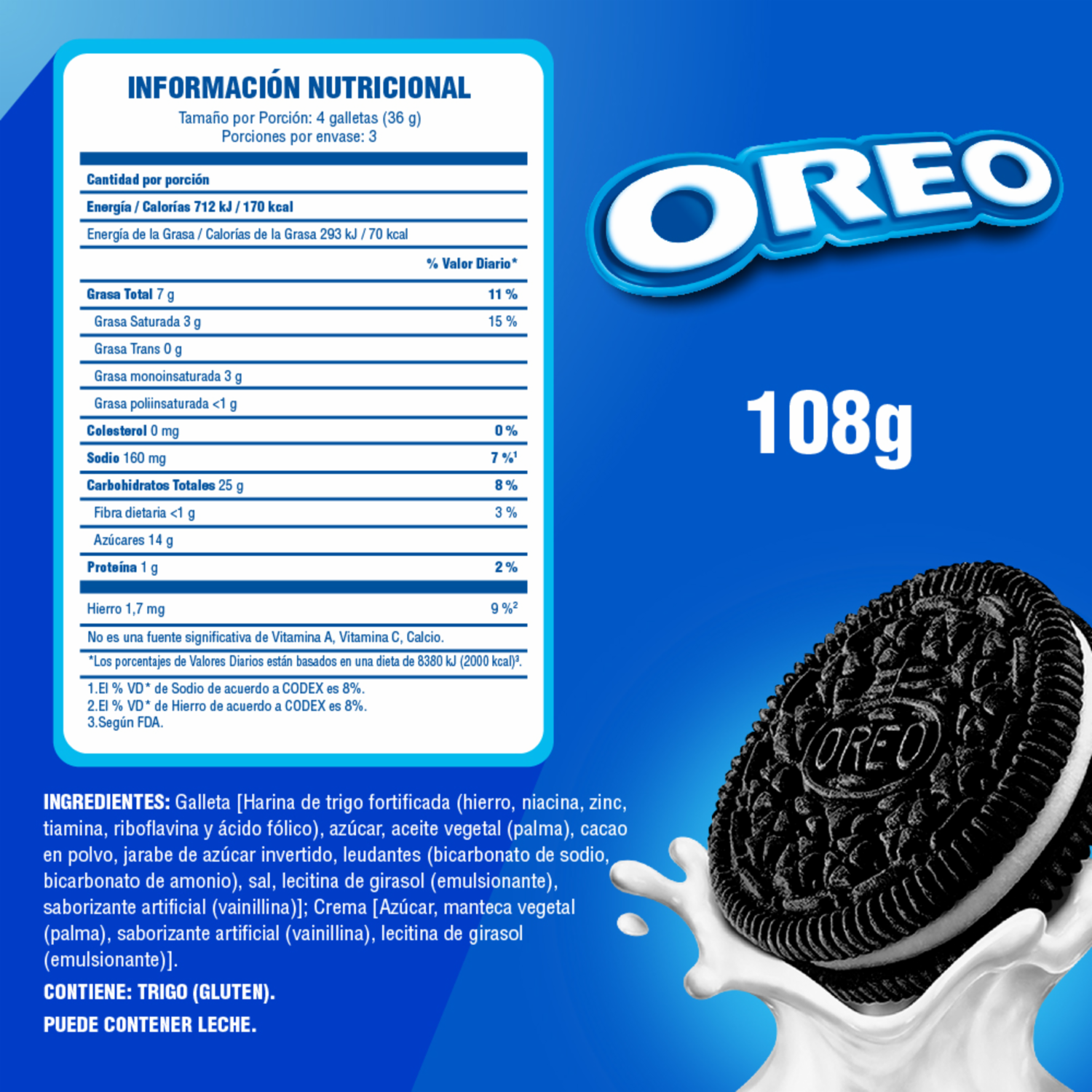Galletas Dulces Sabor Original OREO 108 G
