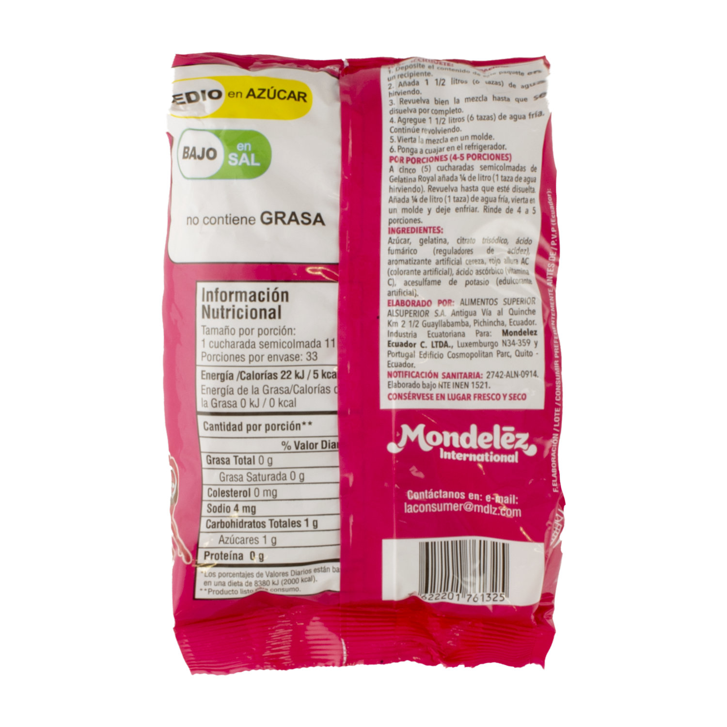 Gelatina Sabor A Cereza ROYAL 380 G