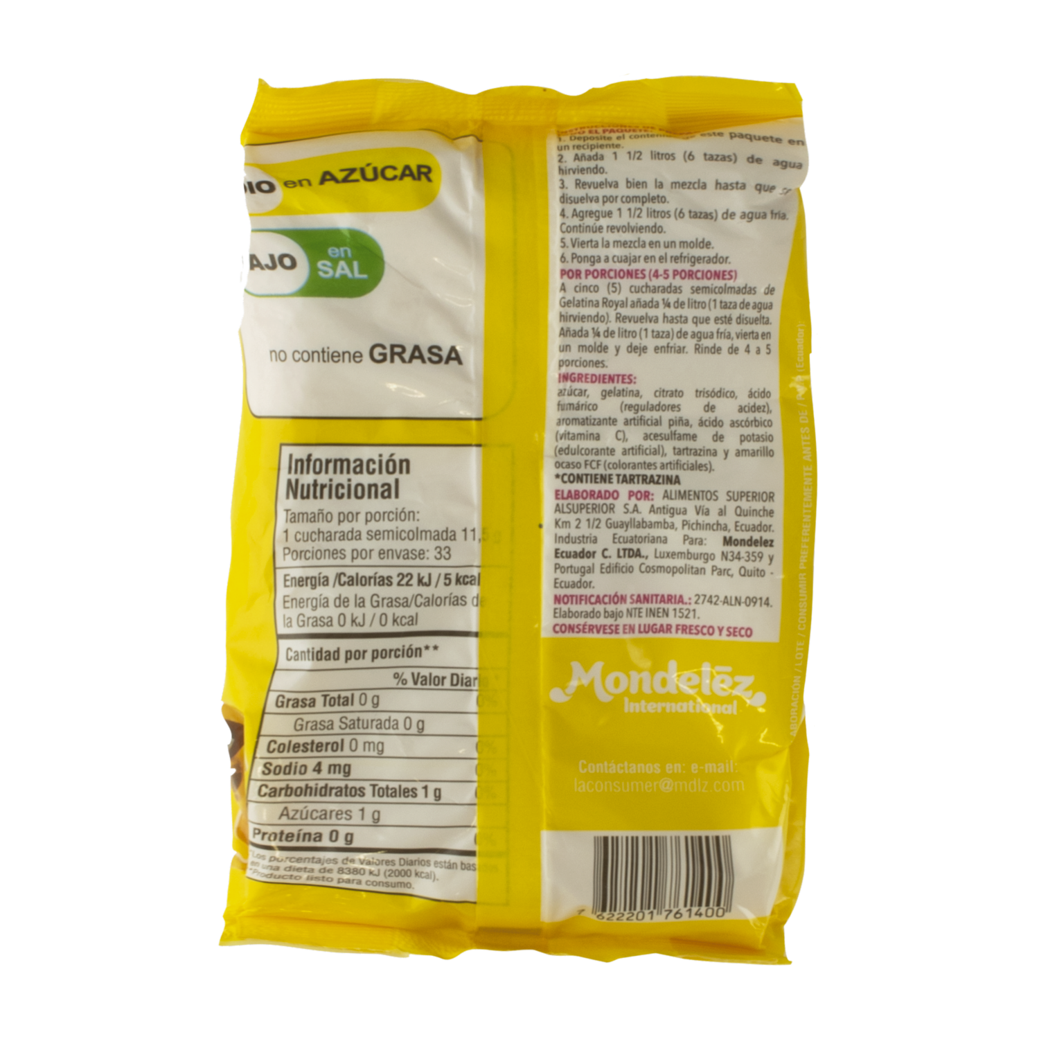 Gelatina Sabor A Piña ROYAL 380 G