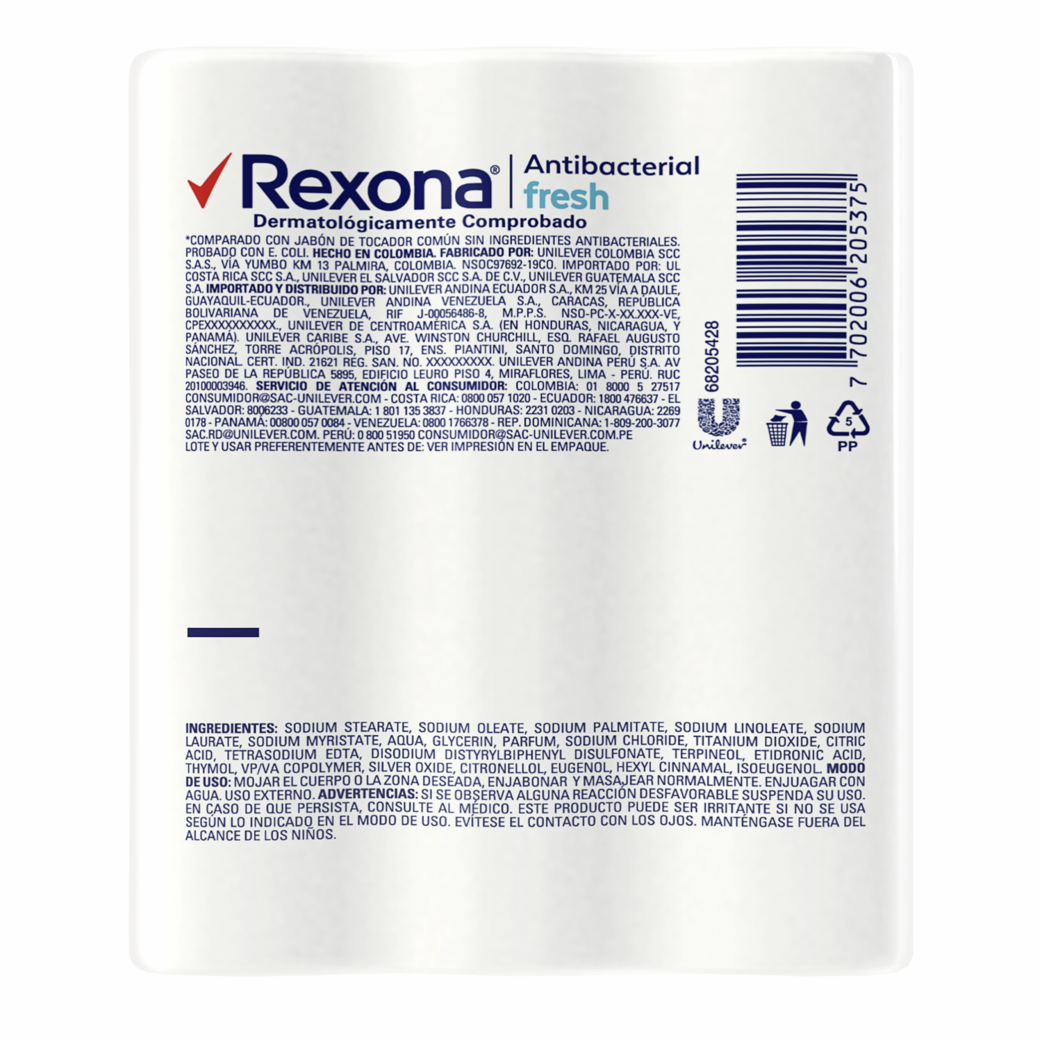 Jabón En Barra Antibacterial Fresh REXONA 3 X 120 G