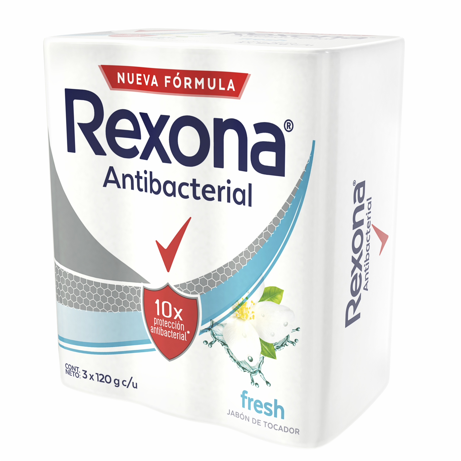 Jabón En Barra Antibacterial Fresh REXONA 3 X 120 G