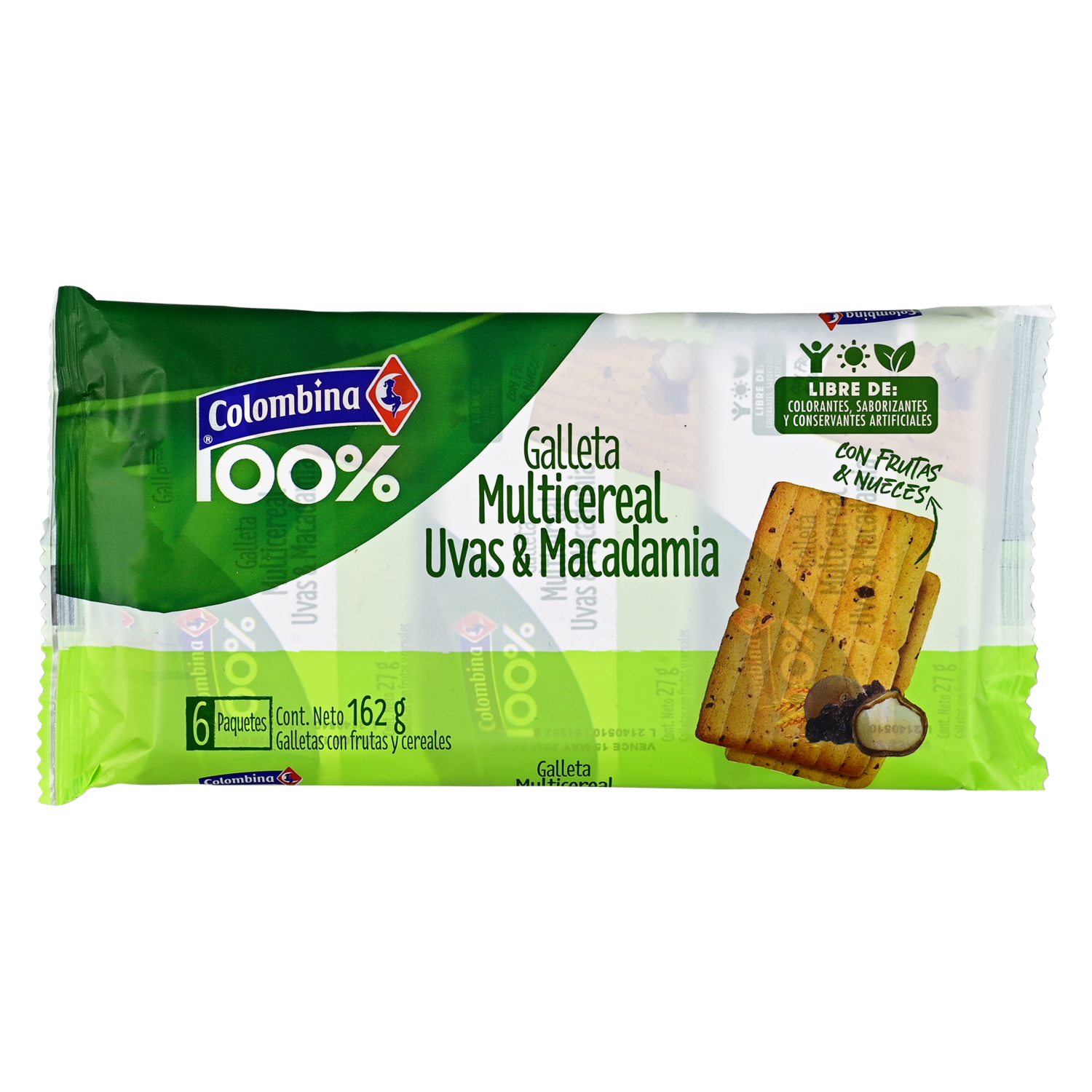 Galletas Dulces Multicereal Uva Macadamia COLOMBINA 162 G