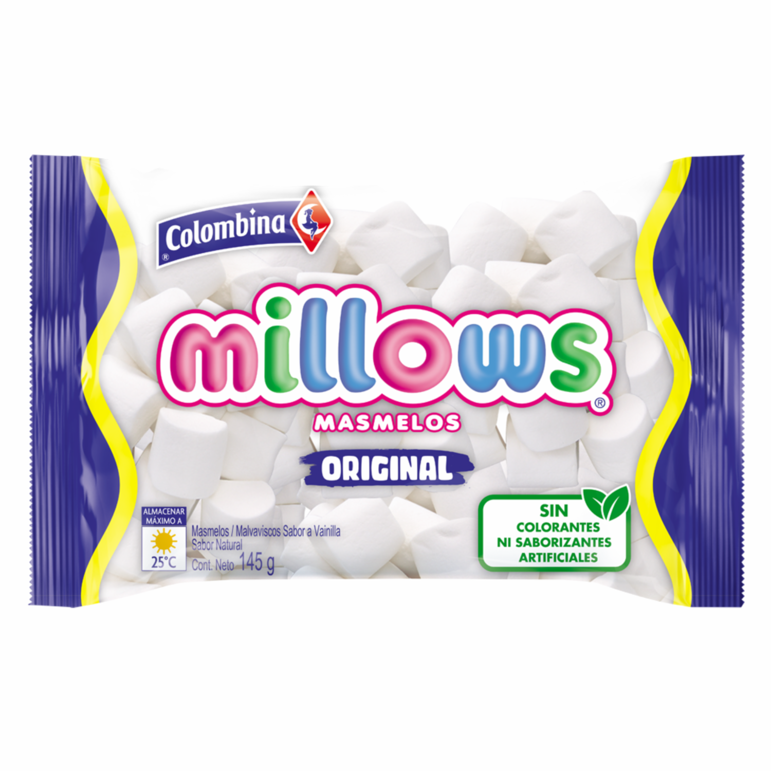 Marshmellows Cilindro De Colores MILLOWS 145G