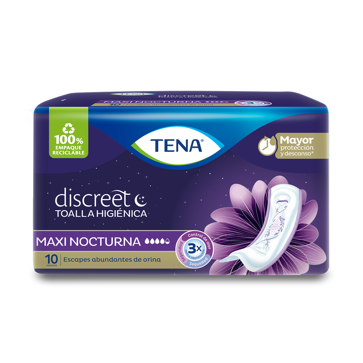 Toalla Higiénica Discreet Maxi Night TENA X 10 Uds