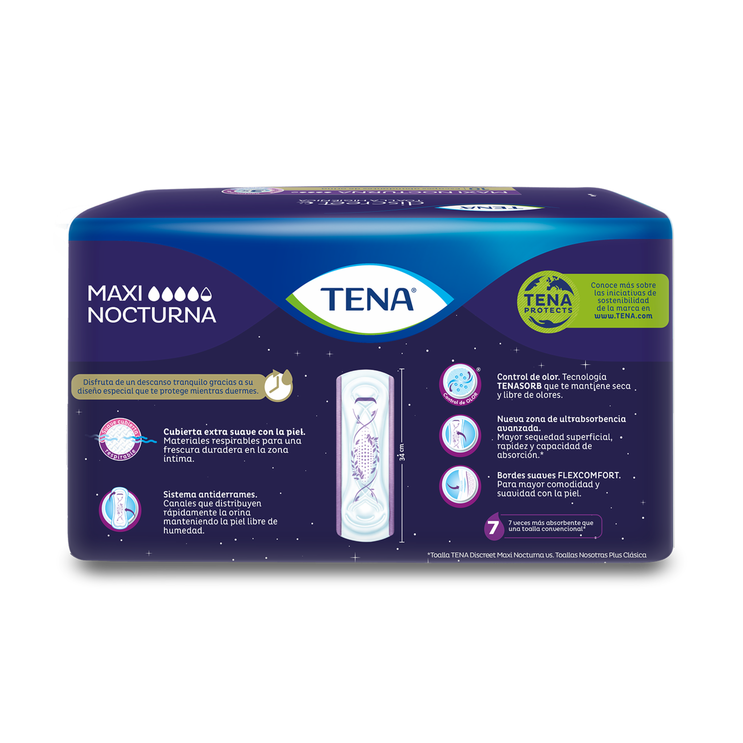 Toalla Higiénica Discreet Maxi Night TENA X 10 Uds