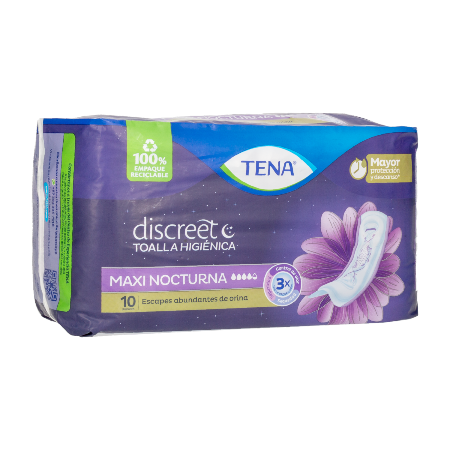 Toalla Higiénica Discreet Maxi Night TENA X 10 Uds