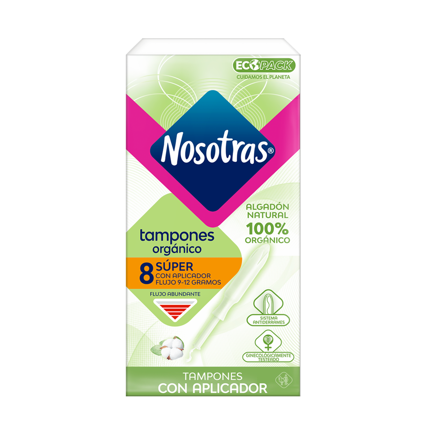 Tampón Con Aplicador Orgánico Super NOSOTRAS 8 Unidades