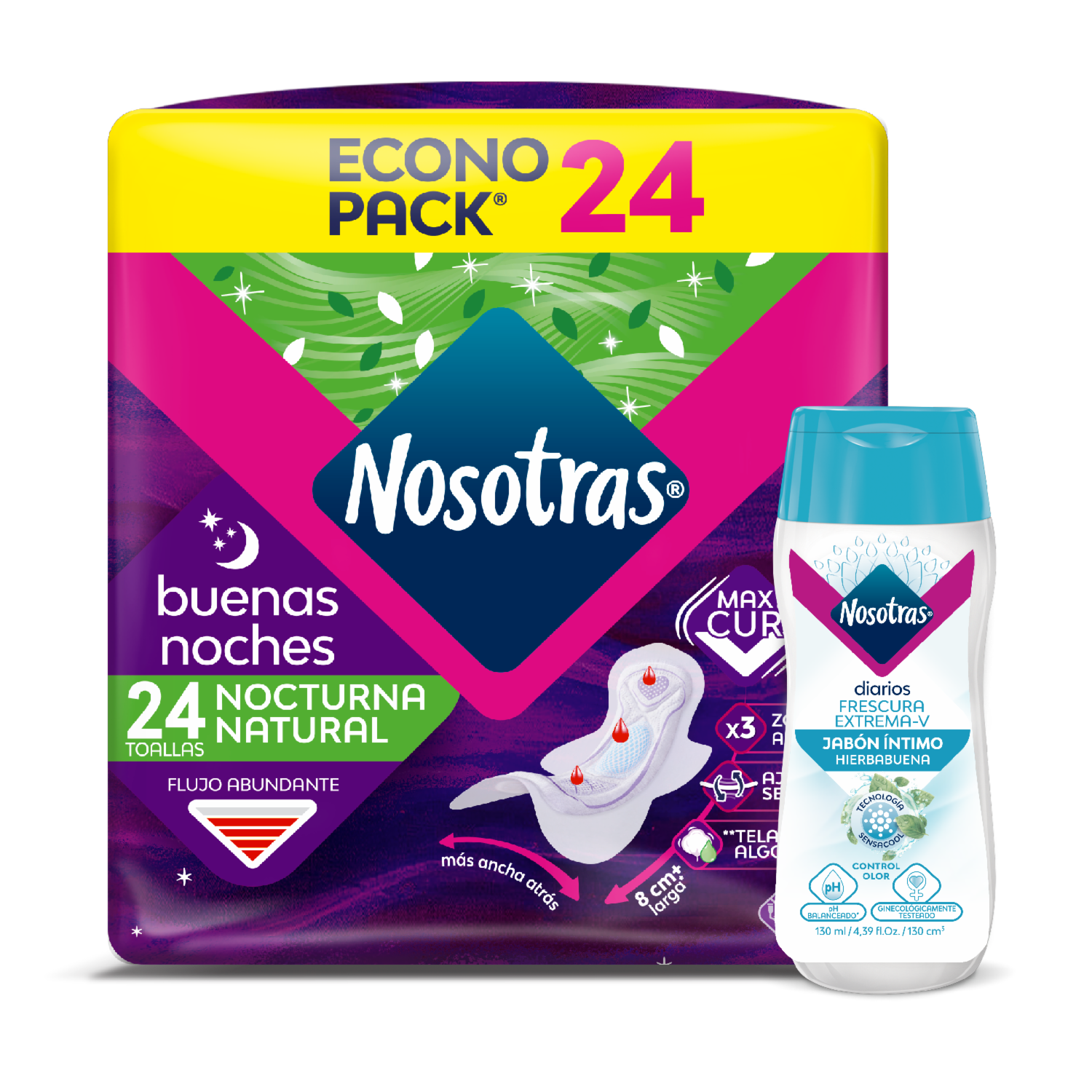 Toallas Sanitarias Buenas Noches Natural NOSOTRAS X 24 Uds
