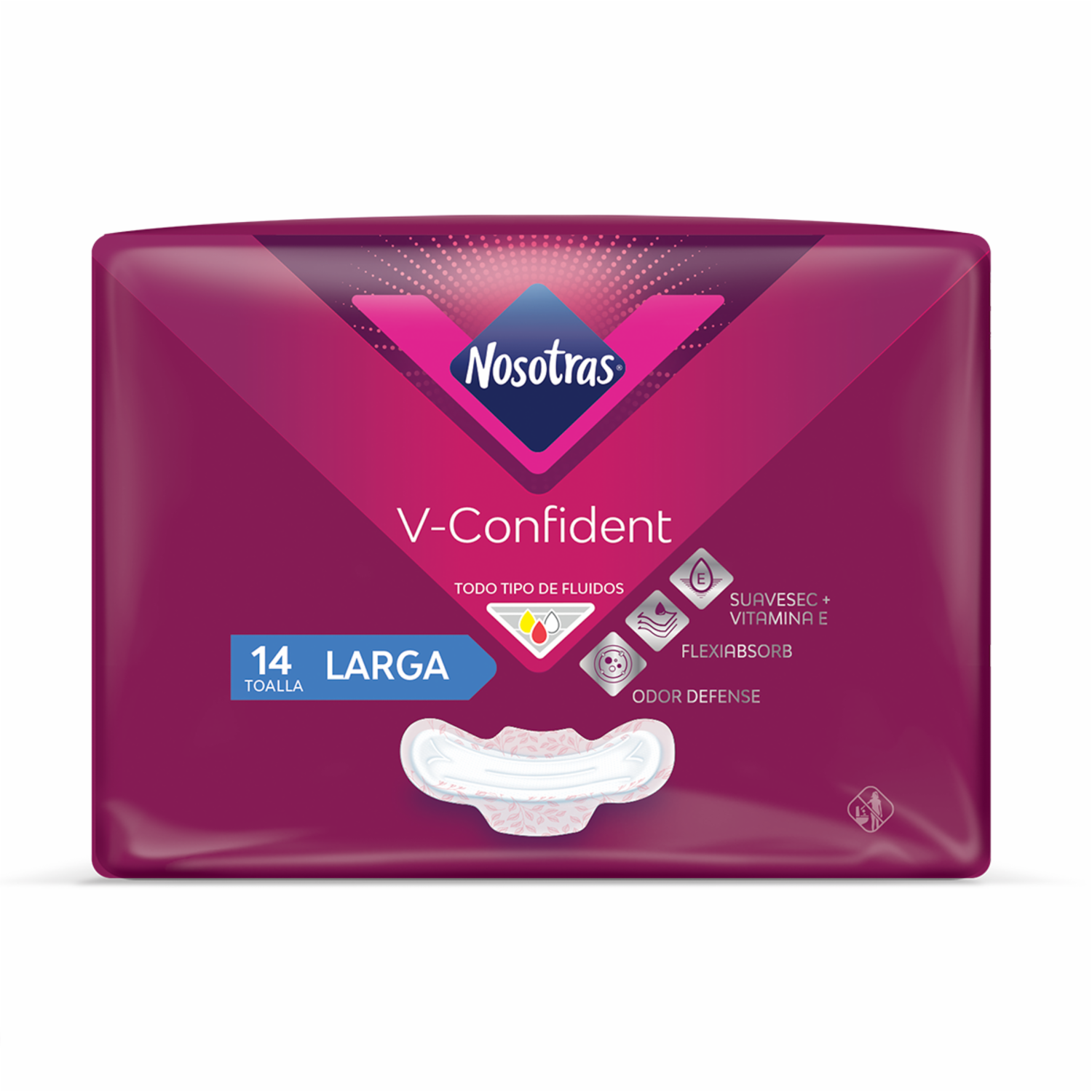 Toallas Intimas V-Confident Larga NOSOTRAS 1 X 14 Unidades