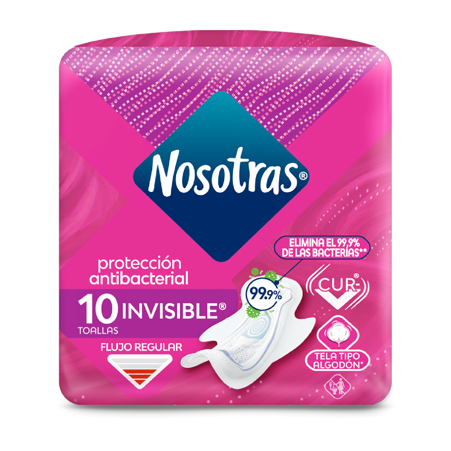 Toallas Sanitarias Invisible Antibacterial NOSOTRAS X 10 Unidades