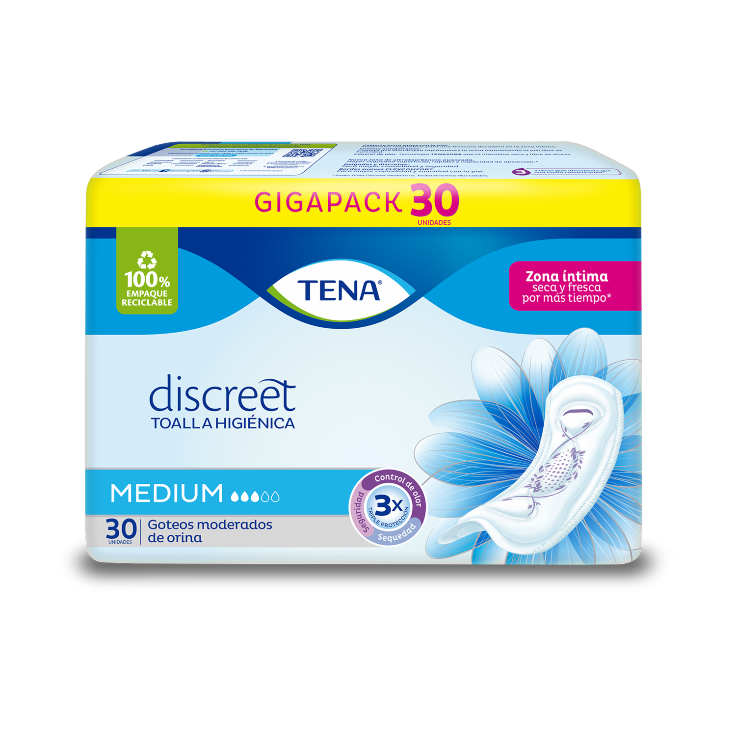 Toalla Higiénica Para Incontinencia Mujer Gigapack Medium TENA X 30 Uds