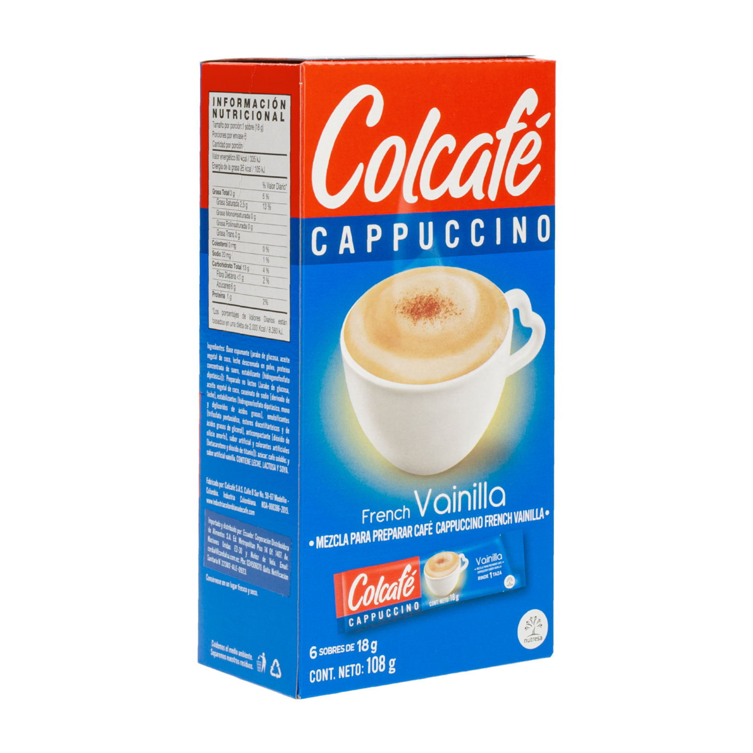 Café Instantáneo Cappuccino De Vainilla COLCAFÉ 108 G