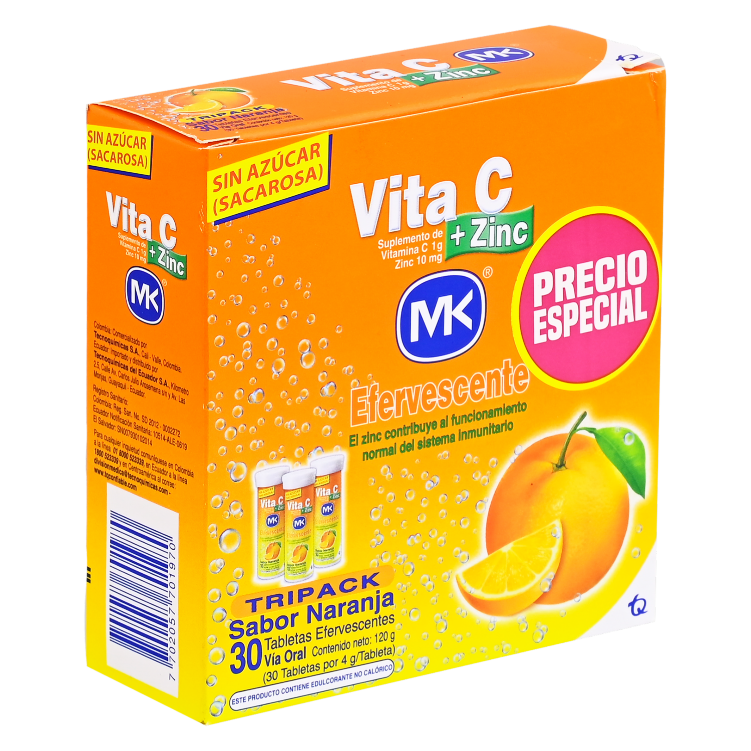 Pack De Vitamina C Sabor Naranja MK 120 G
