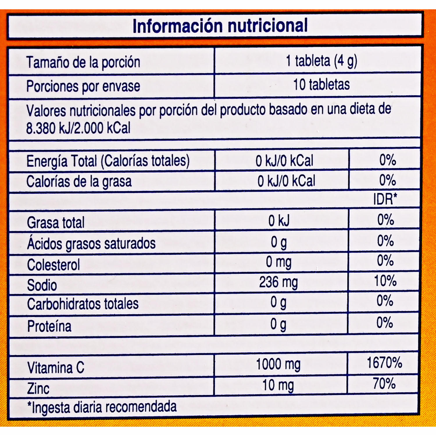 Pack De Vitamina C Sabor Naranja MK 120 G