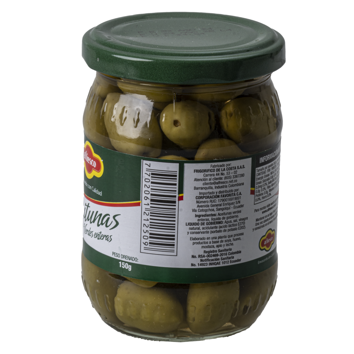 Aceitunas Envasadas Manzanilla AL’FRESCO 250 G