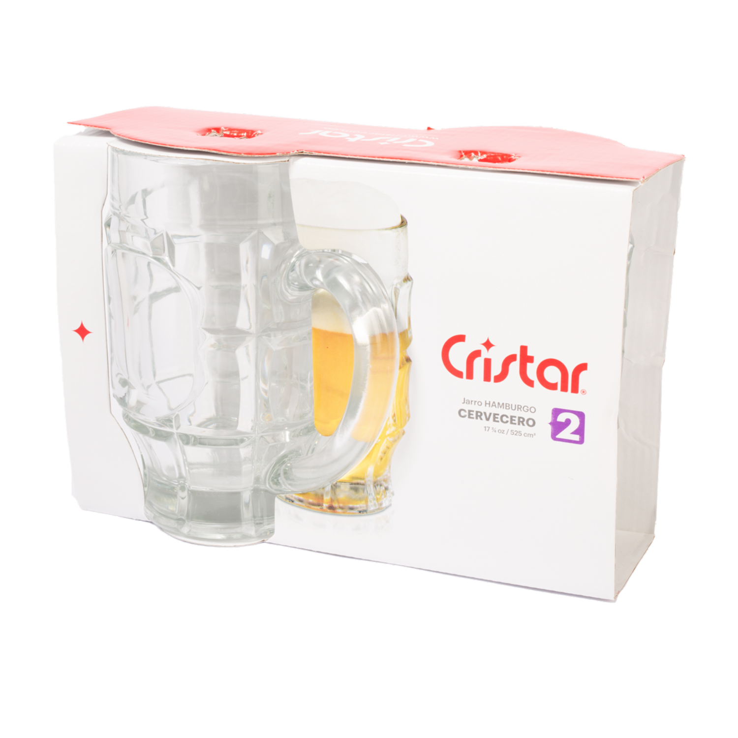 Set De Jarros Cerveceros Hamburgo 2×525 Ml CRISTAR 0314CL