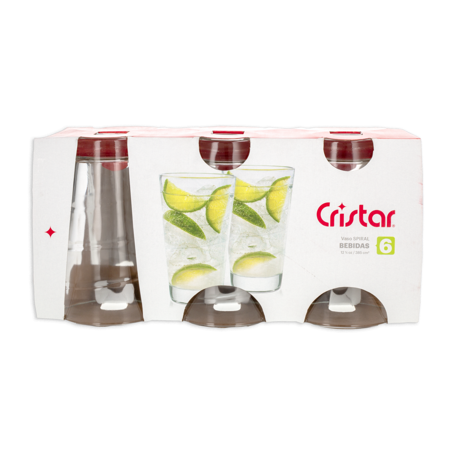 Vaso De Cristal Spiral Bebidas 6×385 Ml CRISTAR 0617CL