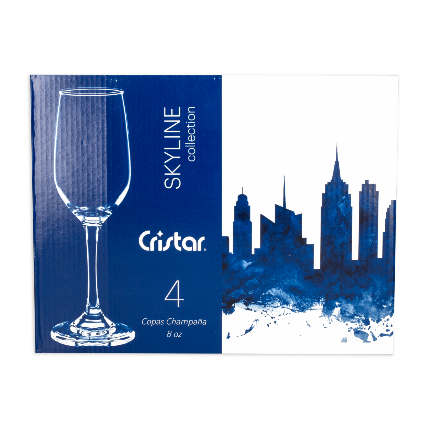 Set De Copas Brunello Champaña Est Liso Skyline 5470el4 CRISTAR 4 Piezas