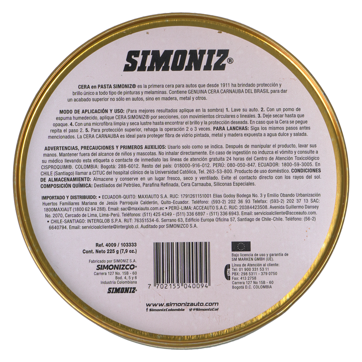 Cera Automotriz SIMONIZ Unidad