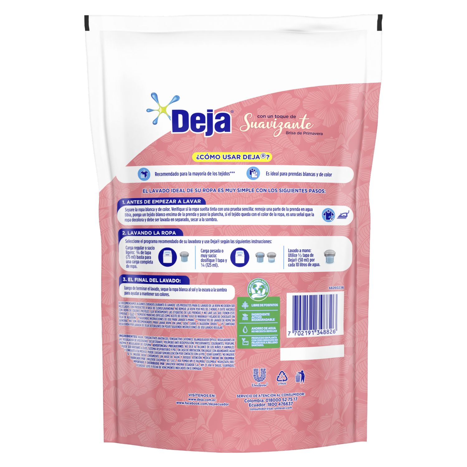 Detergente Liquido Doy Pack Suave Brisa Primavera DEJA 900 Ml